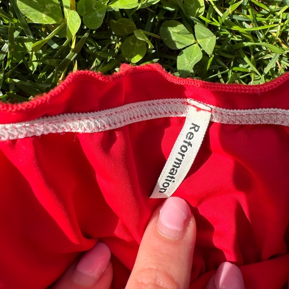 Reformation Red Lettuce Trim Bathing Suit Top - Picture 2 of 4